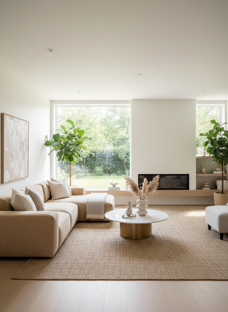 Salón luminoso y acogedor de una vivienda moderna