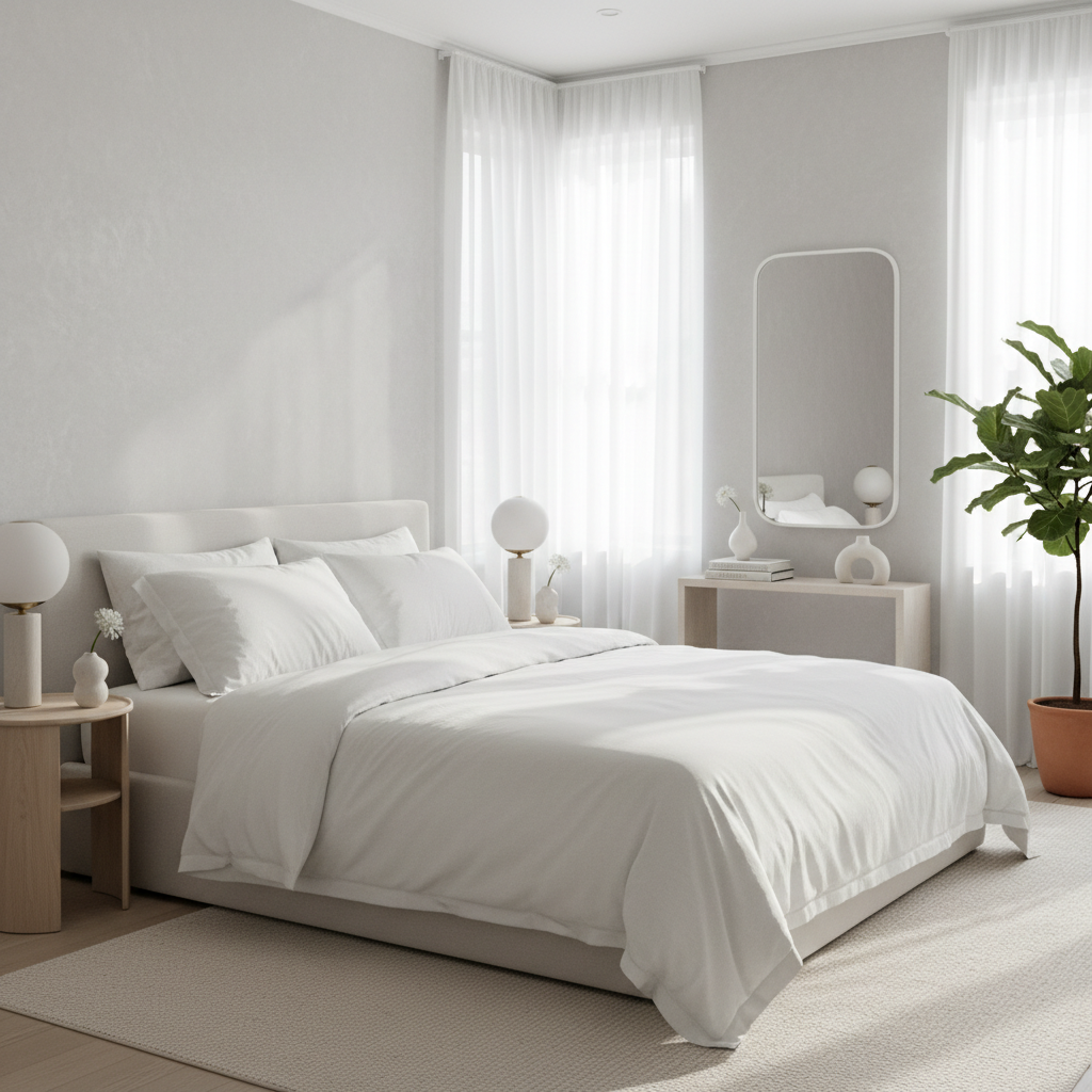 Dormitorio elegante y luminoso en una vivienda